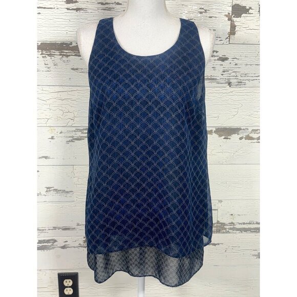 CABI Scallop Sleeveless Top Navy/Black Sz M #3783 NWOT - Picture 2 of 5